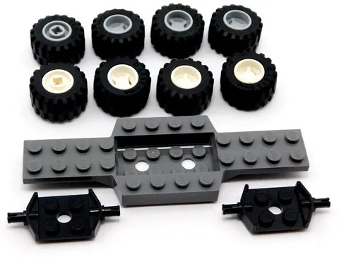 LEGO Dark Grey Car Chassis Base 4x12 with 2 Sets of Wheels & Holders Plate 52036