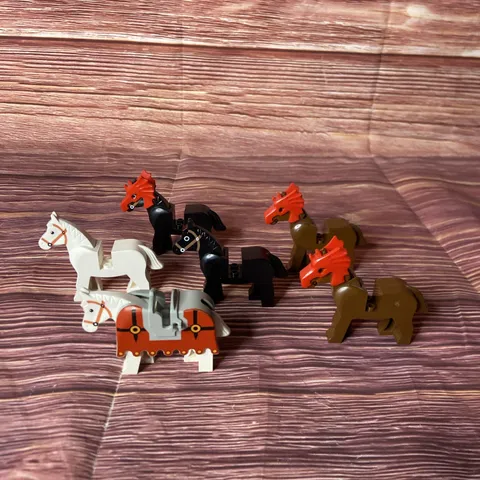 Vintage Lego Horse Lot of 6 Castle Classic Black White Brown Horses