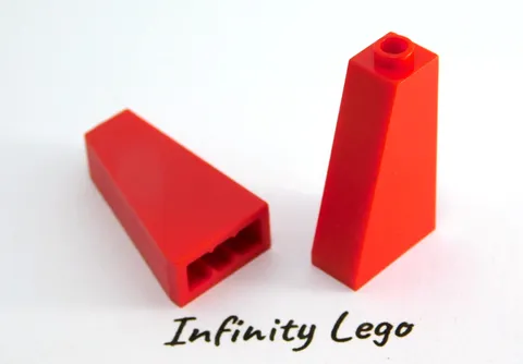 5 LEGO Red Slope 75 Degree 1 x 2 x 3 with Hollow Stud (4460) - 5 Pieces