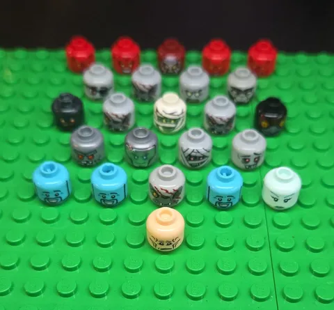 LEGO Minifigure Head Lot of 24 Multicolor Printed Face Pieces