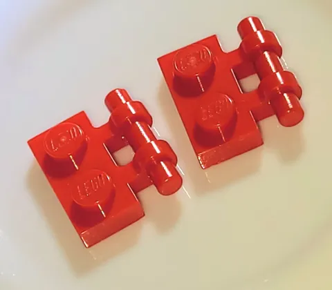 RED LEGO 2540 Plate, Modified 1x2 w/ Bar Handle on Side - Free Ends➡️ qty 2