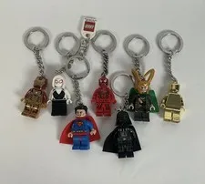 Lego Keychain Lot Darth Vader Superman Iron Man Loki Carnage Golden