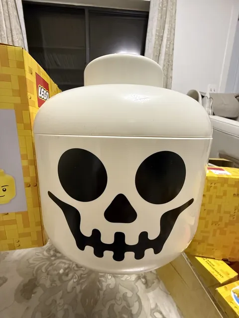 LEGO  small  Storage Pumpkin & Skull Heads Halloween Candy Bowls w/ Lid NEW