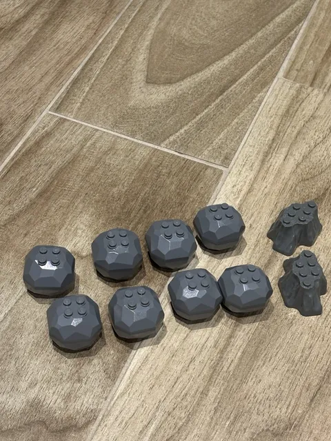 LEGO Lot of 8 Dark Bluish Gray Rocks 4 x 4 Octagonal Boulders & 2 Megablox Rocks