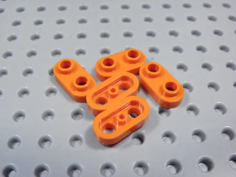 LEGO Lot of 5 Reddish Orange 1x2 Rounded Corner Plates w/ Open Studs BO