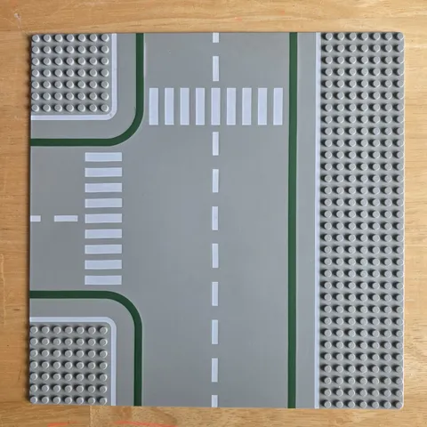 Vintage LEGO Baseplate Plate Road 32 x 32 7-Stud T-Intersection w/ Crosswalks 