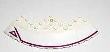 White Lego 58846pb18L Round Corner 10x10 with Slope 33° Edge Axle Hole Facet