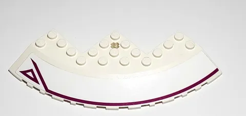 White Lego 58846pb18L Round Corner 10x10 with Slope 33° Edge Axle Hole Facet
