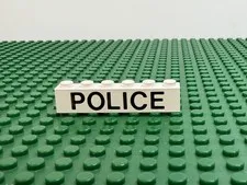 LEGO White Brick 1x6 w/Black 'POLICE' Sans-Serif Pttn 6386 4021 6384 #3009pb038