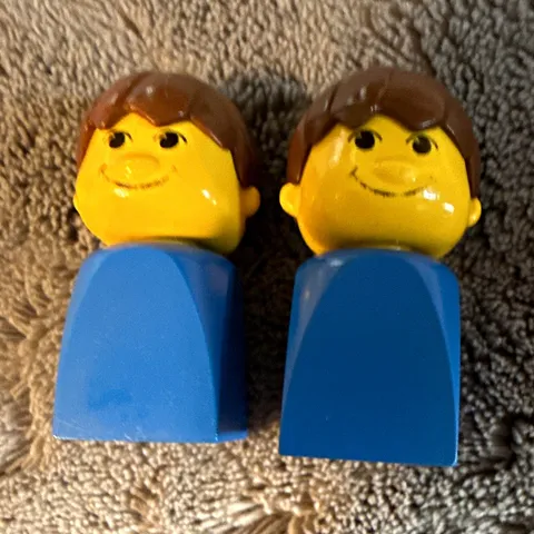LEGO DUPLO Bulk Lot 3 Boy Child Figures Blue Bodies Yellow Heads Brown Hair