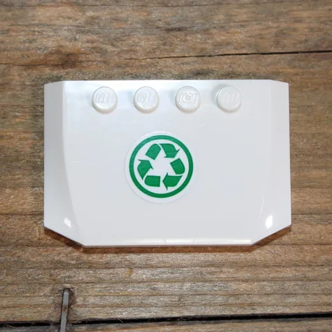 LEGO White Wedge 4x6x2/3 Triple Curved Green Recycling Arrows in Circle Sticker