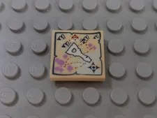 Lego 41076 Tan Tile 2 x 2 with Elves Map and Key with Groove - Used