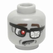 LEGO Minifigure, Head Alien Zombie with Glasses Shattered Lens, Red Eye