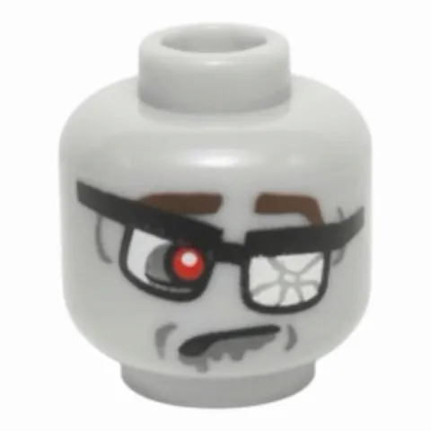 LEGO Minifigure, Head Alien Zombie with Glasses Shattered Lens, Red Eye