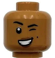 Lego New Medium Nougat Minifigure Head Dual Sided Female Black Eyebrows Winking