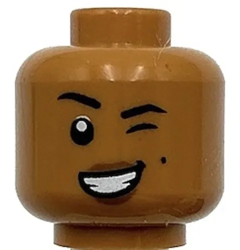 Lego New Medium Nougat Minifigure Head Dual Sided Female Black Eyebrows Winking