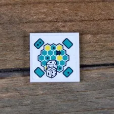 LEGO White Tile 2 x 2 Hexagonal Board Game and Dice Pattern 3068pb2448