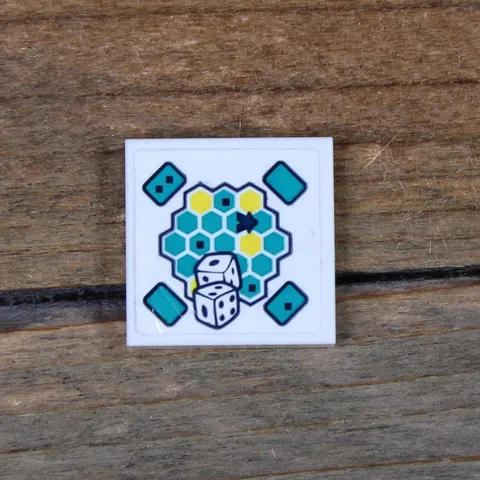 LEGO White Tile 2 x 2 Hexagonal Board Game and Dice Pattern 3068pb2448