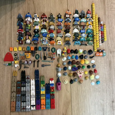LEGO Minifigure Parts Lot w/ Accessories Torsos Heads Legs Helmets Hats Tools