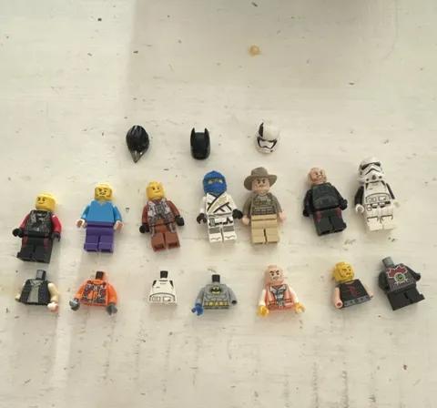 LEGO Mixed Minifigure Lot w/ Parts: Heads, Torsos, Legs, Helmets