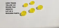 LEGO Lot of 5 Trans YELLOW Round Tile Smooth 1 x 1 Parts