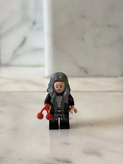 LEGO Minifigure w/ Long Gray Hair Black Outfit & Red Accessory