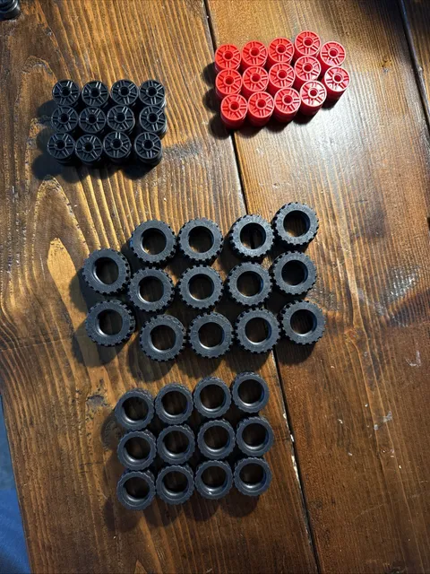LEGO Wheels Tires w/ Black & Red Plastic Lot Rims Wheels