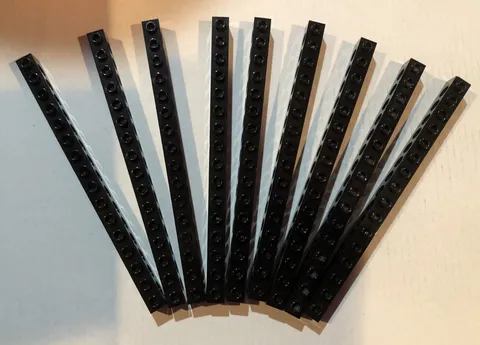 LEGO PART 3703 TECHNIC BRICK 1X16 WITH HOLES 9 PIECES (BLACK)