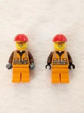 LEGO CITY Town Construction Worker Minifigure Lot  of 2