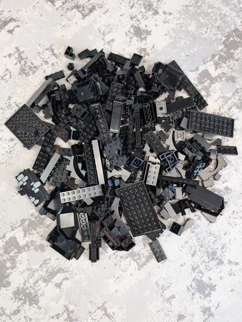 Black Legos Assorted Bricks Plates and Specialty Pieces 13 oz ~200 pieces