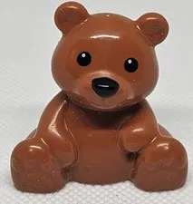 LEGO DUPLO DARK ORANGE SITTING TEDDY BEAR BABY CUB BLACK EYES PIECE PART # 49989
