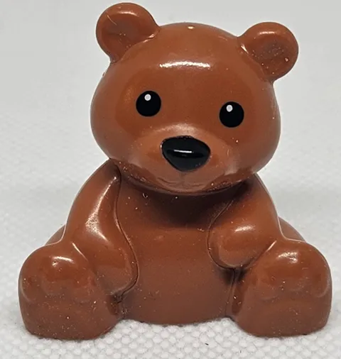 LEGO DUPLO DARK ORANGE SITTING TEDDY BEAR BABY CUB BLACK EYES PIECE PART # 49989