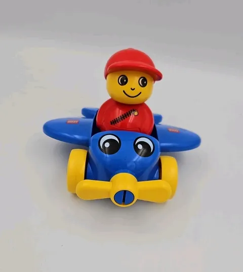 Lego Primo 2071 My First Plane Blue Airplane Propellor Wheels & Pilot Figure VTG