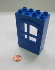 Lego DUPLO SOLID BLUE LARGE DOOR WINDOW PANE UNIT Building Block 2x4x6
