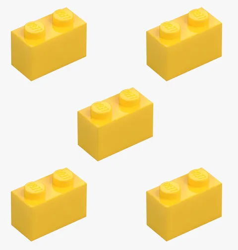 5 New LEGO Yellow 1x2 Bricks 3004 block castle city 2x1 building bock 4300424