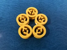 LEGO PART 3482 WHEEL PIECE 17.8X8MM WITH SPLIT AXLE HOLE 5 PIECES (YELLOW)
