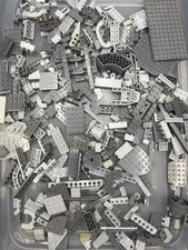 1 lb. Bulk Mixed Gray Legos - standard blocks and unique pieces (Lot U)
