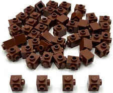 Lego 50 New Reddish Brown Bricks Modified 1 x 1 with Studs on 2 Sides Parts