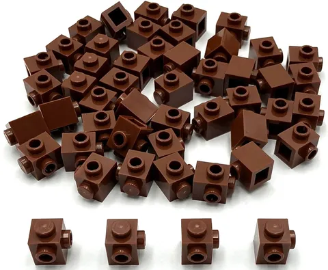 Lego 50 New Reddish Brown Bricks Modified 1 x 1 with Studs on 2 Sides Parts