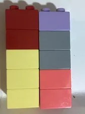 Lego Duplo 2x2 Lot Of 10 Pieces Parts Yellow Red Gray