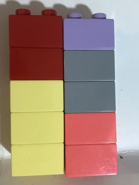 Lego Duplo 2x2 Lot Of 10 Pieces Parts Yellow Red Gray