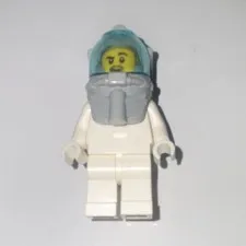 LEGO Minifigure White Outfit Gray Scarf Light Blue Hood Hair