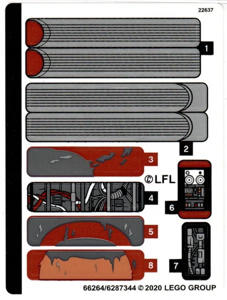 LEGO STICKER SHEET 75271 LUKE SKYWALKER'S LANDSPEEDER from set New & Genuine