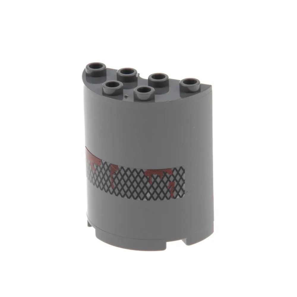 1x Lego Cylinder Half 2x4x4 Dark Gray Radiator Grille Mud 9486 6259pb019