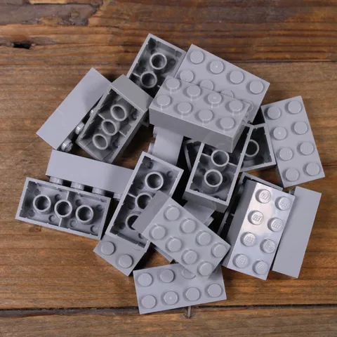 LEGO 3001 Light Bluish Gray Brick 2 x 4 Qty 20 Used Wash and Sanitized