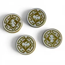 LEGO Ninjago 14769pr1109 Round Printed Tile 2x2 White Dragon Gold Lot of 4