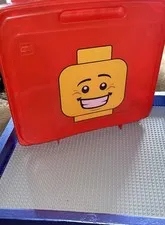 LEGO Lot Storage red and grey build plate with handmade wood tray one of a kind