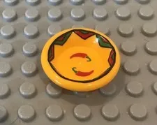 LEGO Bright Yellow Mexican Food Plate with Chili Pattern