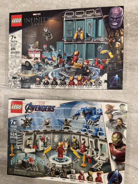 Lego Marvel: Iron man Armory Sets 76125 & 76216. New unopened sets.