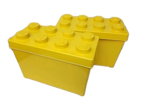 LEGO Storage Brick Case 8 Stud Large Yellow Container 2012 EMPTY Set Of 2 